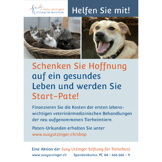 Füllerinserate Susy Utzinger Stiftung für Tierschutz