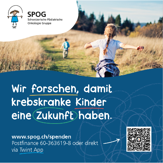 Füllerinserate Schweizerische Pädiatrische Onkologie Gruppe SPOG